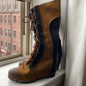 Sorel Suede Wedge Lace-up Boots